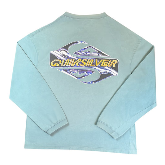 Digg It Vintage 90s Quiksilver sage green long sleeve surf tee with large graphic logo. Fits like a large.