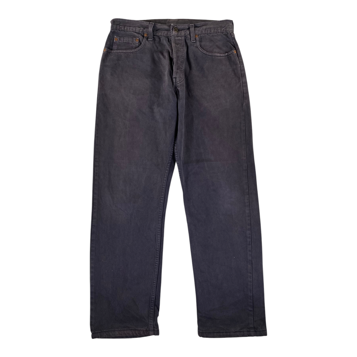 Digg It Thrift & Vintage Levi's 618 Orange Tab faded black denim jeans with a classic button fly front.