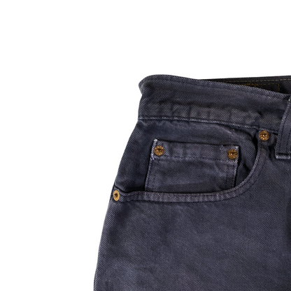Digg It Thrift & Vintage Levi's 618 faded black denim jeans with copper rivets and coin pocket detail.