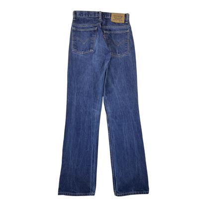 Digg It Thrift & Vintage Levi's 607 orange tab slim straight jeans in dark wash denim, back view.