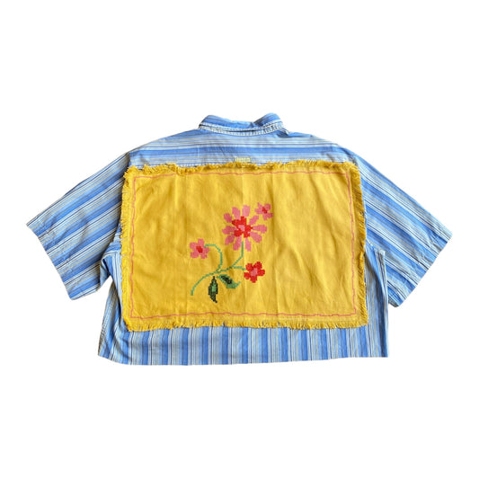 Cropped 'Summer Flower' Tapestry Vintage Shirt - Terminal Eaters No. 184